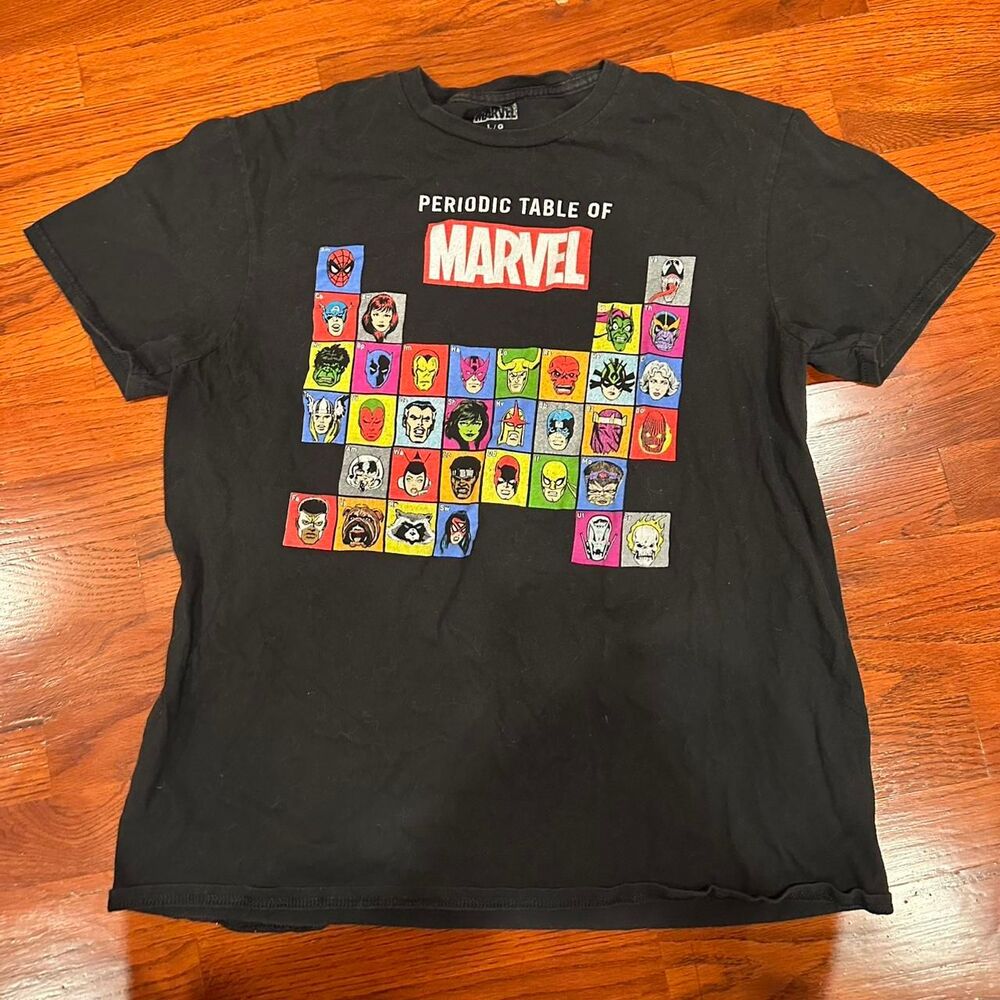 Periodic Table of Marvel Graphic Black Tee